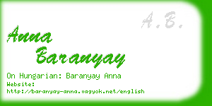 anna baranyay business card